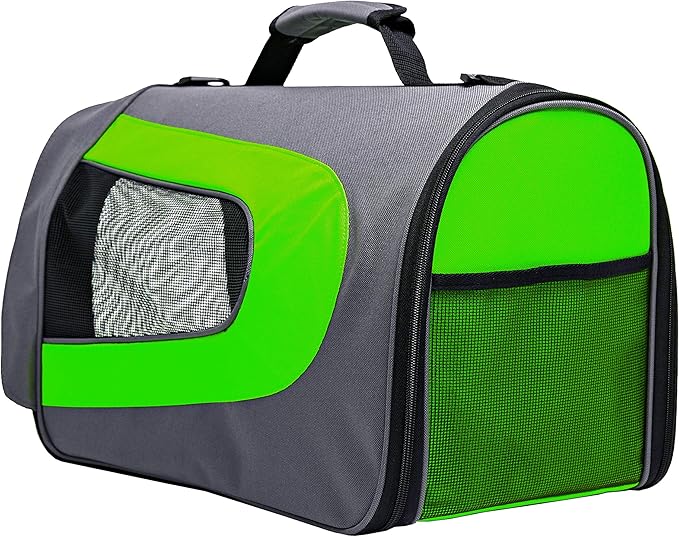 Pawer 18” x 11”x 11” Soft-Sided Foldable Airline Approved Pet Carrier for Cat, Puppy and Small Dog, Washable 600D Oxford Fabric, with Handle and Strap for Carry, Multiple Colors Available