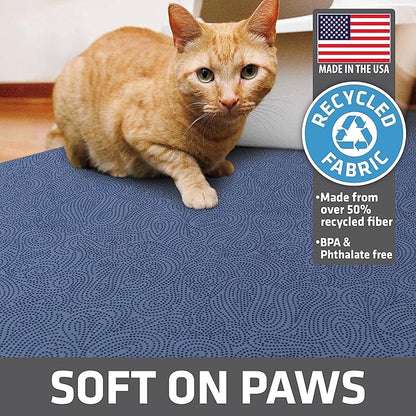Drymate Cat Litter Box Mat, Litter Trapping Mat, Waterproof, Urine-Proof, Absorbent, Machine Washable, Soft on Paws, Contains Mess, Protects Floors, Kitten Supplies, Blue, 29x36 XL