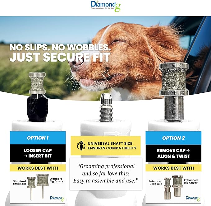 Diamondg Cordless Dog Nail Grinder with Quiet Sound & LED Tip for Large & Small Dogs, 4hrs. Runtime - Electric Dog Nail Trimmer, Heavy Duty Rotary Tool Alternative to Toenail Clippers & Filers