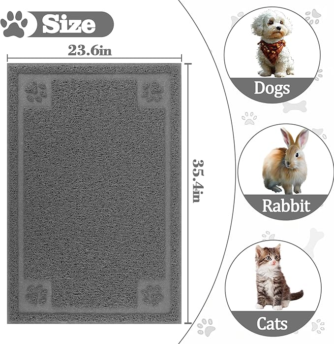 Darkyazi Pet Feeding Mat Large for Dogs and Cats,24"×36" Flexible and Easy to Clean Feeding Mat,Best for Non Slip Waterproof Feeding Mat (Grey)