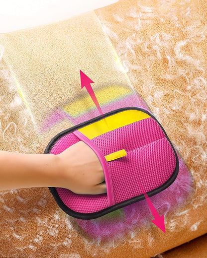 2026 Thickened Electrostatic Pet Hair Removal Gloves (2 Pcs) - Reusable Strong Grooming Gloves for Cats & Dogs, Hair Remover Gloves for Couch, Furniture, Carpet, Car Seats & Clothing Pink