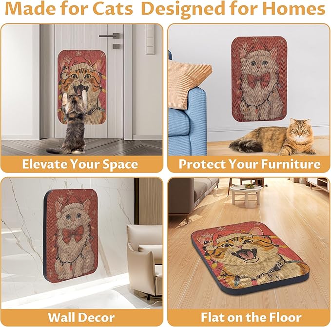 2 Packs Art Cat Wall-Mountable Scratching Board 16.7x11x1 Inch Cat Wall Scratch Pad and Scratcher for Indoor Cats Furniture Protector (Storybook Cat)