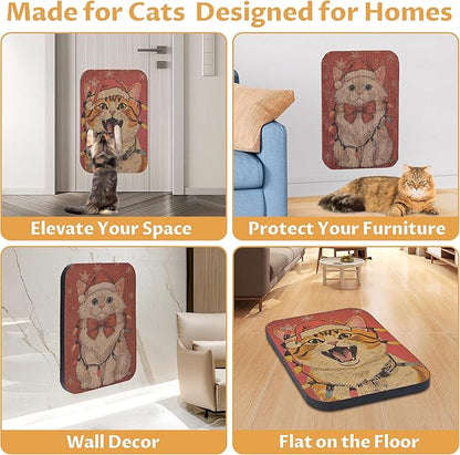 2 Packs Art Cat Wall-Mountable Scratching Board 16.7x11x1 Inch Cat Wall Scratch Pad and Scratcher for Indoor Cats Furniture Protector (Storybook Cat)
