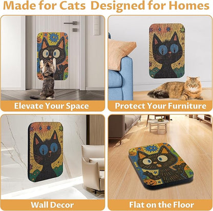 2 Pack Art Cat Scratcher, Wall-Mountable Cat Scratch Pad, Cat Wall Scratcher 16.7x11x1 Inch Cat Scratching Board for Indoor Cats Toy (MagicCat)