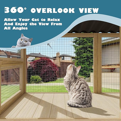 MAGIC UNION Cat Catio, Cats Window Perch for Large Indoor Cats - Expandable Wooden Windows Box Enclosure, Waterproof Cat Window Hammock for Enjoying The Outdoor Sights (Original Wood, 41.3" L)