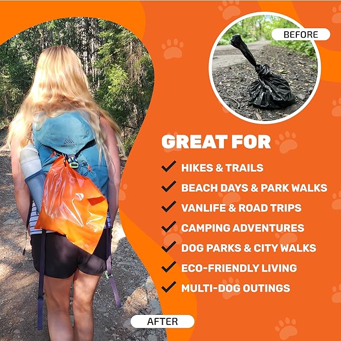Cleanwaste Waggy Baggy, Adventure Ready Dog Waste Bags with Smell-Proof, Dual Bag System, with Convenient Carry Handle, 10ct