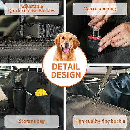 Back Seat Extender for Dogs | Waterproof, Anti-Scratch, PU Leather Cover | Hard Bottom Holds 400 lbs | Dog Hammock for Car | Pet Backseat Protector | Large Space | Dog Travel Bed for Car & SUV