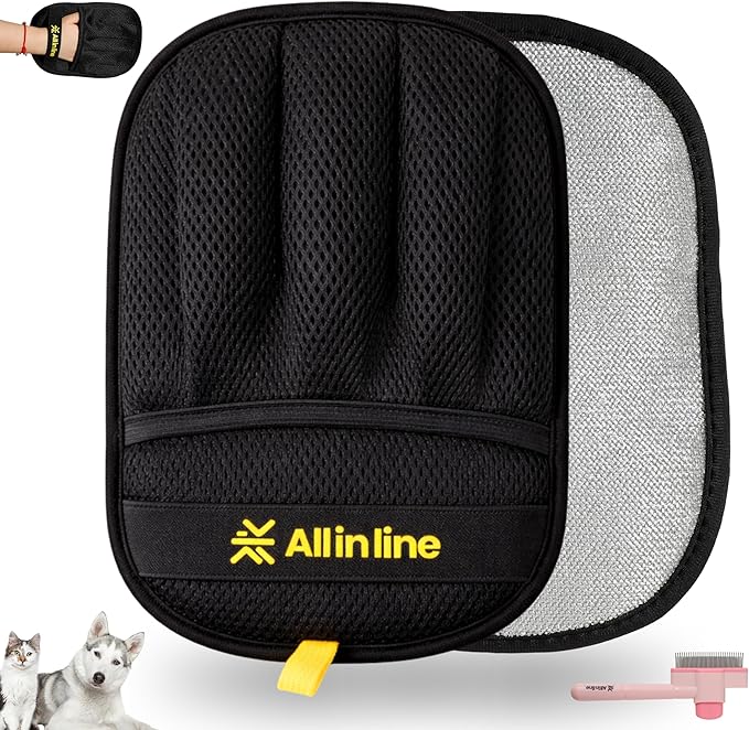 Pet Hair Removal Glove for Dogs & Cats | Upgraded Reusable Electrostatic Grooming Glove with Bonus Shedding Brush & Detangling Comb | Hair Remover for Clothes, Sofa, Carpet, beds, & Car Seats