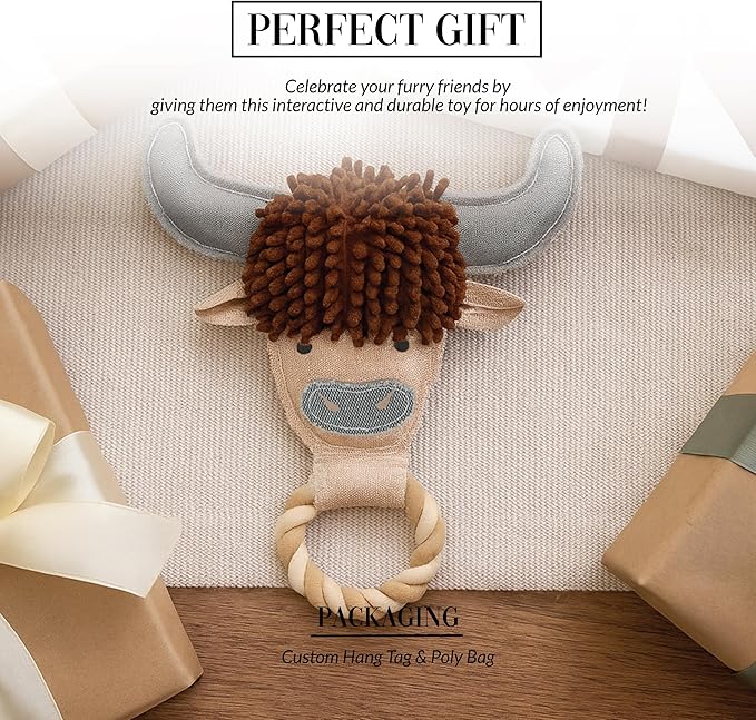 Pavilion Gift Company - Herd - Canvas Rope Dog Toy Cow Farmhouse Farming Tug of War Puppy K9 Doggy Lover Parent Gift