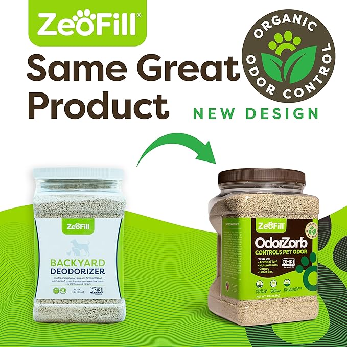 ZeoFill Dog Urine Odor Eliminator for Yards & Artificial Turf – Absorbs & Neutralizes Pet Smells on Grass, Lawns, & Dog Runs | Natural Outdoor Deodorizer Granules | 4 lb