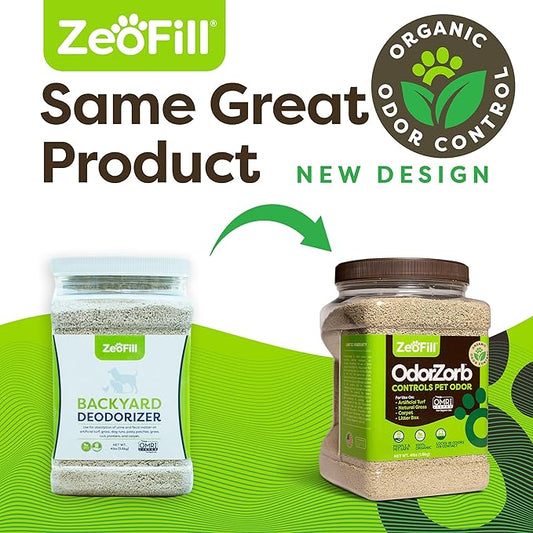 ZeoFill Dog Urine Odor Eliminator for Yards & Artificial Turf – Absorbs & Neutralizes Pet Smells on Grass, Lawns, & Dog Runs | Natural Outdoor Deodorizer Granules | 4 lb