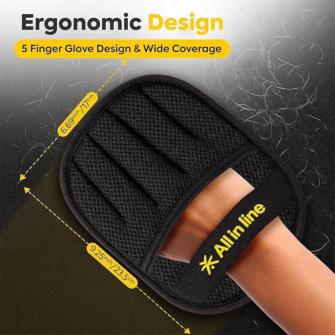 Pet Hair Removal Glove for Dogs & Cats | Upgraded Reusable Electrostatic Grooming Glove with Bonus Shedding Brush & Detangling Comb | Hair Remover for Clothes, Sofa, Carpet, beds, & Car Seats