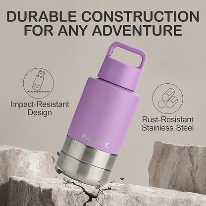 KEWIXY Insulated Dog Travel Water Bottle with Detachable Bowls, 3 in 1 Portable Dog Water Bottle Dispenser, Dog Accessories for Walking, Hiking, Camping, Outdoor (Lavender, 32 Oz)