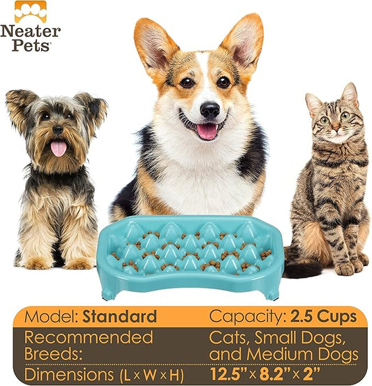 Neater Pet Brands Neater Slow Feeder Dog Bowls, Slows Down Fast Eaters to Help Digestion & Prevent Overeating, Non-Slip Food Bowl, BPA-Free, Holds 2.5 Cup of Food for Small to Medium Breed or Puppy
