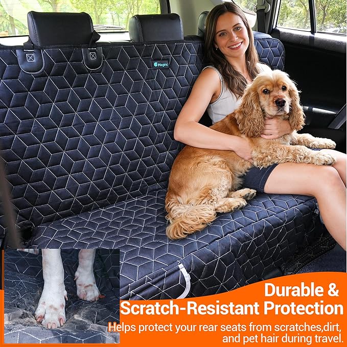 Meginc Bench Dog Car Seat Covers for SUV, Waterproof Dog Seat Cover for Back Seat Fit Ford Explorer Heavy Duty Non Slip Back Seat Cover Protector for Chevrolet Tahoe/Yukon/Suburban/Expedition