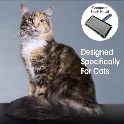 Four Paws Magic Coat Professional Series Cat Slicker Brush for Medium or Long Coats - Gently Removes Excess Hair, Stimulates Natural Oils, Ideal for Cats and Kittens, Lightweight Wood Handle