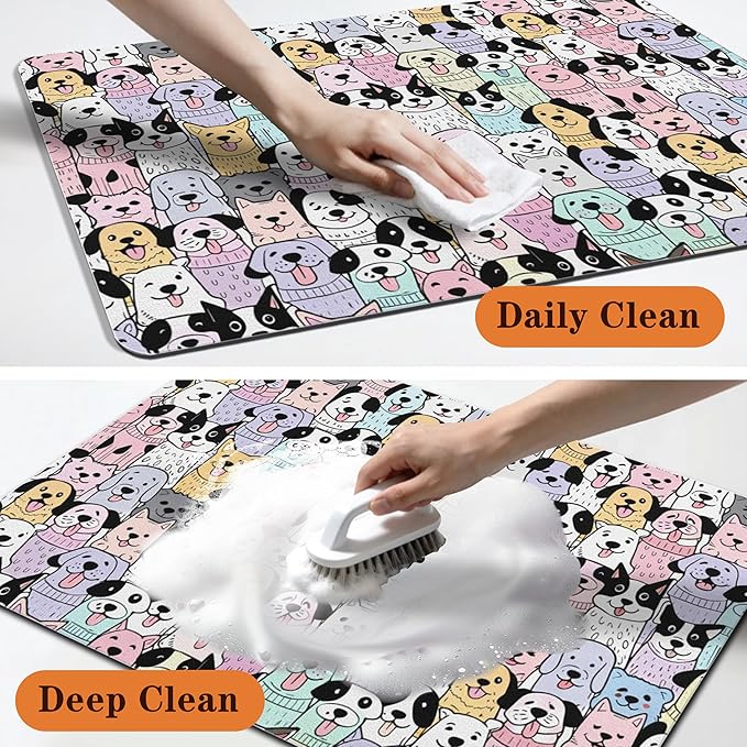 Pet Feeding Mat for Floors Waterproof Dog Mat for Food and Water Absorbent Quick Dry Non Slip mat for Cat Bowls