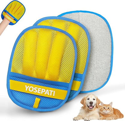 Pet Hair Removal Glove, Five-Finger Magic Brush Electrostatic Mitt 2 PCs, Pet Hair Remover Tool for Dog & Cat, Reusable Pet Hair Gloves Pet Grooming Needs, Fur Remover for Couch & Clothing