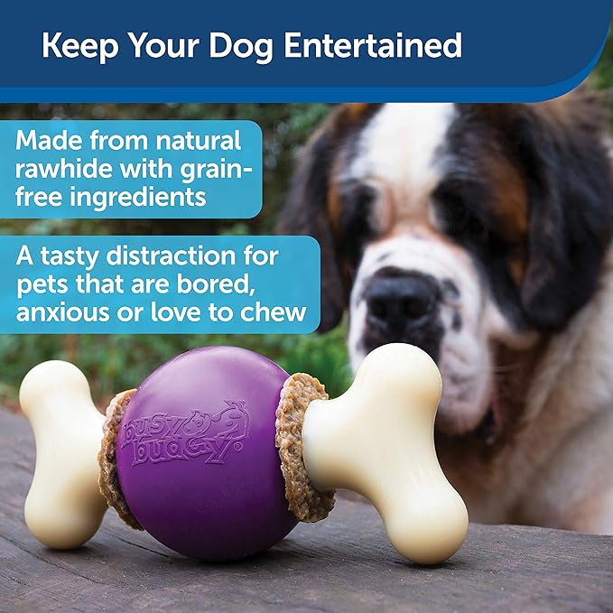 PetSafe Busy Buddy Bouncy Bone - 3-in-1 Adjustable Slow Feeder Toy with Refillable Treat Rings - Cleans Teeth & Gums, Cures Boredom & Slows Down Eating Habits - Medium/Large - for Dogs 50-90 lb