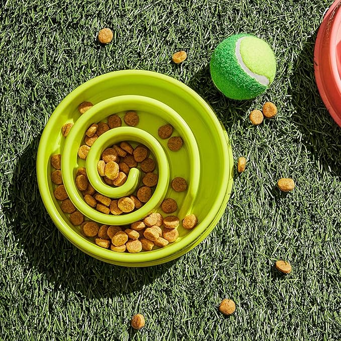 WenYing Slow Feeder Puzzle Dog Bowls, Interactive Bloat Stop Busy Bowl, Food Water Fun Feeding, Non-Slip Anti Choke Healthy Diet Bowls (Green 2)
