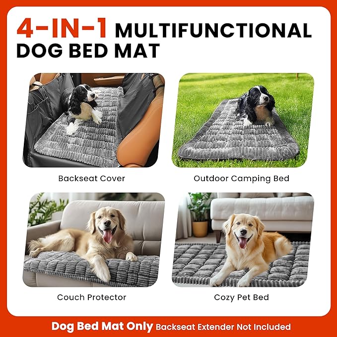 HiPetpy Backseat Dog Bed Mat for Car, Non-Slip Dog Bed for Car Back Seat, Soft & Cozy Dogs Blanket, Washable Travel Pet Mat Seat Protector for Cars, SUVs, Trucks
