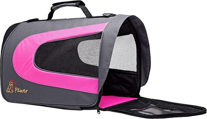 Pawer 18” x 11”x 11” Soft-Sided Foldable Airline Approved Pet Carrier for Cat, Puppy and Small Dog, Washable 600D Oxford Fabric, with Handle and Strap for Carry, Multiple Colors Available