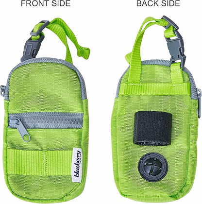 Blueberry Style Neon Green Dog Waste Bag Dispenser, Dog Poop Bag Holder Leash Attachment, Includes 1 Roll of Free Poop Bags