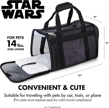 Star Wars for Pets Darth Vader Soft Pet Carrier 15” x 9” x 9” Black | for Pets 15 x 9 x 9 Dog Travel Bag| Luggage Carrier for Dogs, Fits Under Plane Seat (FF19635)
