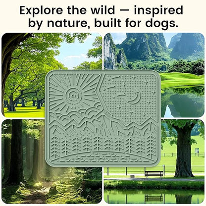 OHMO Lick Mat for Dogs and Cats Nature Design(Extra Large 1pc) Easy to Clean Pet Slow Feeder with Suction Cups, Enrichment for Anxiety Relief and Boredom Reduction(Sage Green)