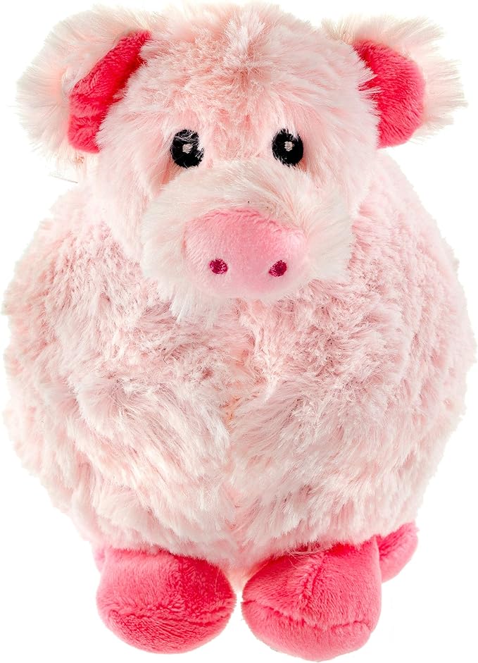 Giftable World 7.5 Inch Plush Pet Toy Piggy with 5 Inch Squeaky Bouncy Ball and Crinkle Ears