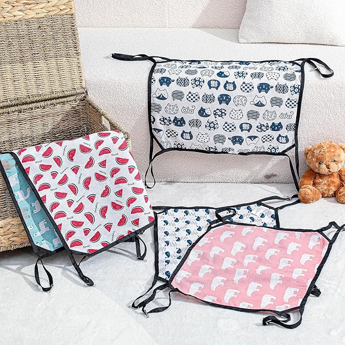 Shappy 5 Pcs Pet Hammock for Cage Hanging Pet Hammock Bed with Metal Hooks Cats Ferret Soft Bed Suitable for Guinea Pig Hamster Gerbil Kittens Cats Cage(Cute)