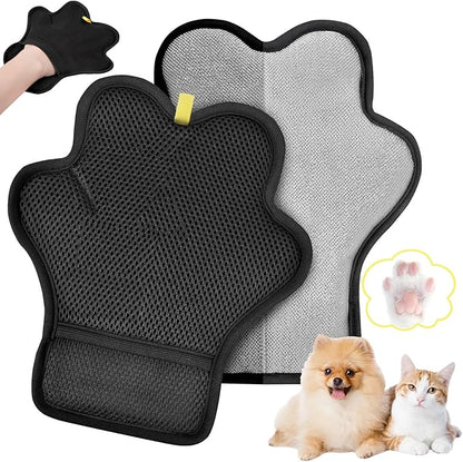 2PCS Pet Hair Removal Glove for Cats and Dogs,Upgrade Reusable Electrostatic Magic Brush Pet Hair Removal Grooming Gloves Tool for Furniture, Bed Sheets,Couch,Clothes,Carpet,Car Seat (2)