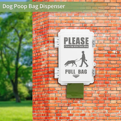 Dog Poop Bag Dispenser, Waterproof Outdoor Dog Bag Dispenser Holds Up to 8 Rolls of Waste bags, Outdoor Wall, Stake, Pole, Fence Mounted (dispenser+8rolls+lock)