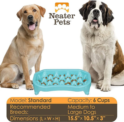 Neater Pet Brands Neater Slow Feeder Dog Bowls, Slows Down Fast Eaters to Help Digestion & Prevent Overeating, Non-Slip Dog Bowl, BPA-Free, Holds 6 Cups of Food for Medium to Large Breed Dogs or Puppy
