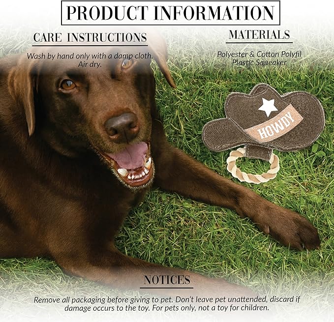 Pavilion Gift Company - Howdy - Canvas Rope Dog Toy Cowboy Hat Western Tug of War Puppy K9 Doggy Lover Parent Gift