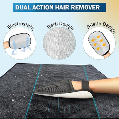 Pet Hair Removal Glove & Mitt for Couch, Furniture & Car Seat, Electrostatic 5-Finger Pet Hair Remover Tool for Dogs & Cats, Reusable Lint & Fur Remover for Carpet, Sofa & Clothing (1 Pack)