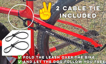BIKE AND DOG - Dog Leash and Harness for Bicycle, Harness with 3 Rings, 2 are Sides, Includes 2 Special Cable Ties for Bicycle. Patented. (Fluorescent Pink, Leash)