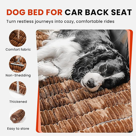 HiPetpy Backseat Dog Bed Mat for Car, Non-Slip Dog Bed for Car Back Seat, Soft & Cozy Dogs Blanket, Washable Travel Pet Mat Seat Protector for Cars, SUVs, Trucks