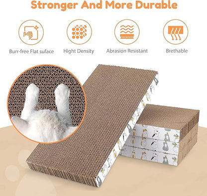 PatiencET 4 Pack Cat Scratch Pad with Box, Cardboard Cat Scratcher for Indoor Cats, Reversible Scratcher with Catnips Box Bed Desigh for Small Medium Cat Kitten, Scratching Board for Cats