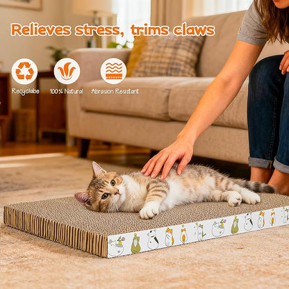 PatiencET 2 Pack Cardboard Cat Scratcher Pad with Catnips, Flat Double-Sided Cat Scratching Board for Small Medium Cats Kittens