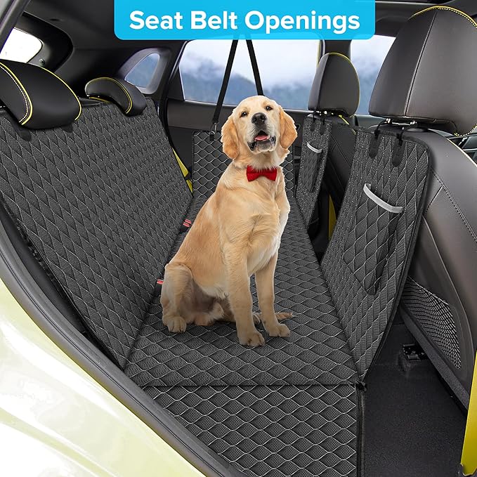 XHRING Dog Seat Cover Back Seat Truck Pet for Ford F150 F250 F350 Super Duty Ram 1500 2500 3500/GMC Sierra/Chevy Silverado, Waterproof & Scratchproof Back Seat Pet Cover for Pickup Truck Black Grey