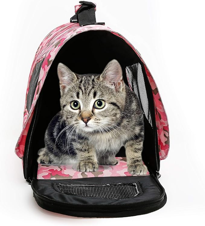Pawer 18” x 11”x 11” Soft-Sided Foldable Airline Approved Pet Carrier for Cat, Puppy and Small Dog, Washable 600D Oxford Fabric, with Handle and Strap for Carry, Multiple Colors Available