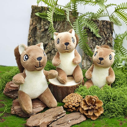 Squirrel Plush Dog Toy Squeaky Toy, Interactive Hide and Seek Replacement Dog Toys for Small & Medium Dogs (3Pcs Squeaky Squirrel B)