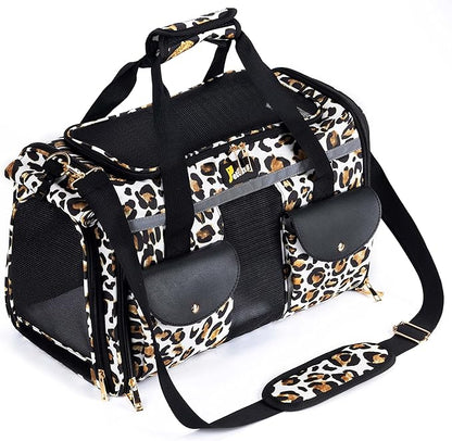 Pet Carrier for Small Dogs and Cats - Soft-Sided Travel Kennel, Portable Foldable Bag (Large)