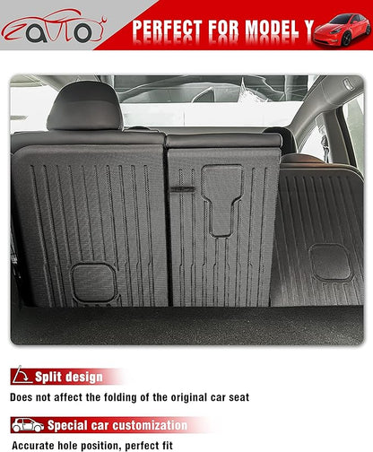 Rear Seat Back Cover Backrest Protector for Tesla Model Y Accessories 2020 2021 2022 2023 2024 with Hook&Loop All Weather Split Dog Liner Pet Mat Cargo Trunk Liner 3 PCS