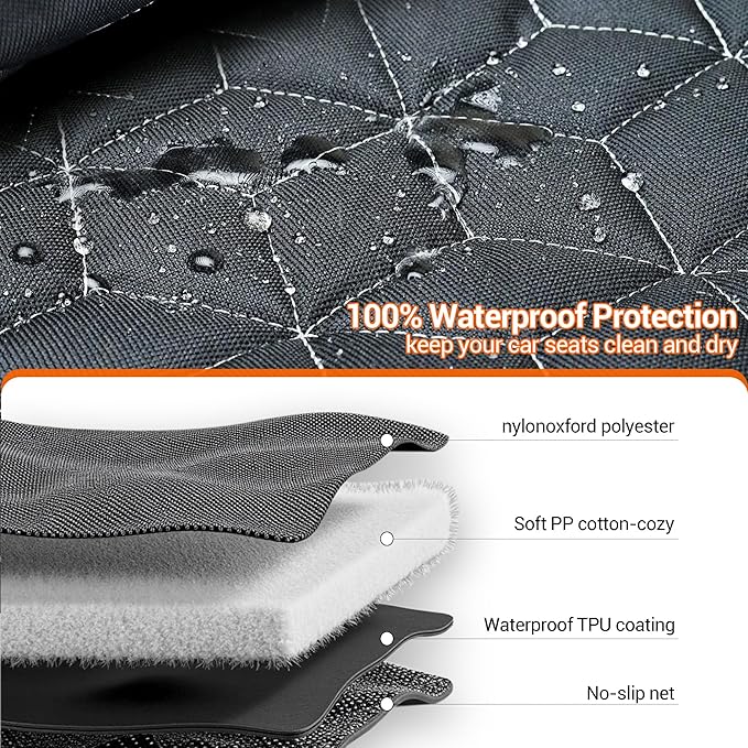 Meginc Bench Dog Car Seat Covers for SUV, Waterproof Dog Seat Cover for Back Seat Fit Ford Explorer Heavy Duty Non Slip Back Seat Cover Protector for Chevrolet Tahoe/Yukon/Suburban/Expedition