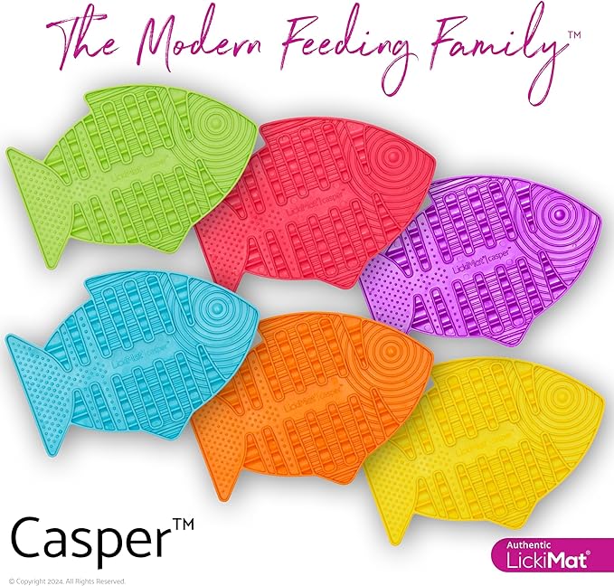 LickiMat Casper, Fish-Shaped Cat Slow Feeders Lick Mat, Boredom Anxiety Reducer; Perfect for Food, Treats, Yogurt, or Peanut Butter. Fun Alternative to a Slow Feed Cat Bowl or Dish, Turquoise