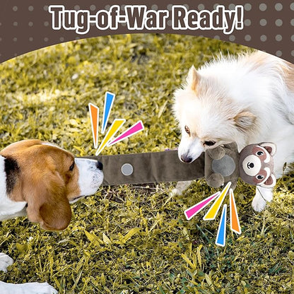 2-Pack Plush Squeaky Dog Toys, 23-Inch Snuffle Puzzle Tug of War Toy with Roll-Up Treat-Hiding Crinkle Tail, Enrichment Toys for Small & Medium Dogs to Relieve Boredom & Mental Stimulation