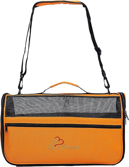 Pawer 18” x 10” x 10”Soft-Sided Foldable Airline Approved Pet Carrier for Cat, Puppy and Small Dog, Washable 600D Oxford Fabric, with Handle and Strap for Carry, Multiple Colors Available