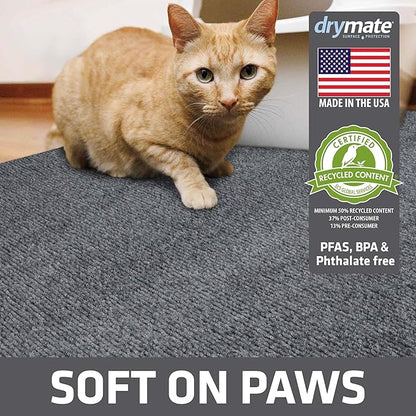 Drymate Cat Litter Box Mat, Litter Trapping Mat, Waterproof, Urine-Proof, Absorbent, Machine Washable, Soft on Paws, Contains Mess, Protects Floors, Kitten Supplies, Grey, 36x47 Jumbo XXL